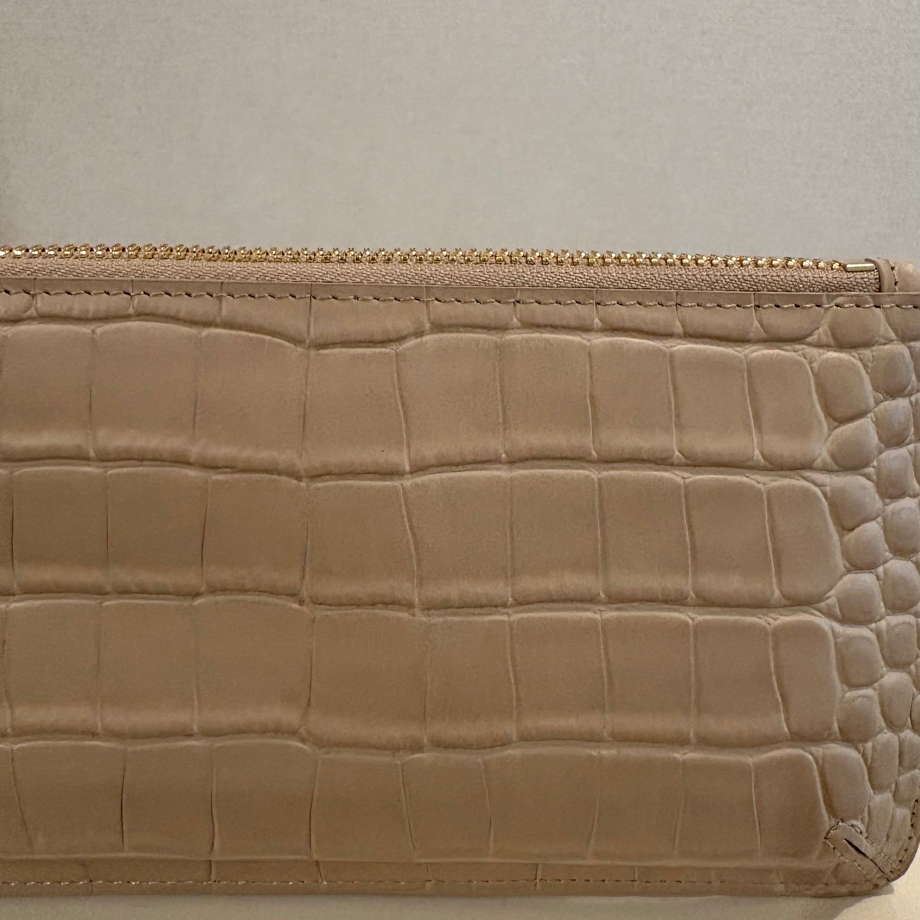 【本革】カウレザークロコ型押しマルチケース_ベージュ