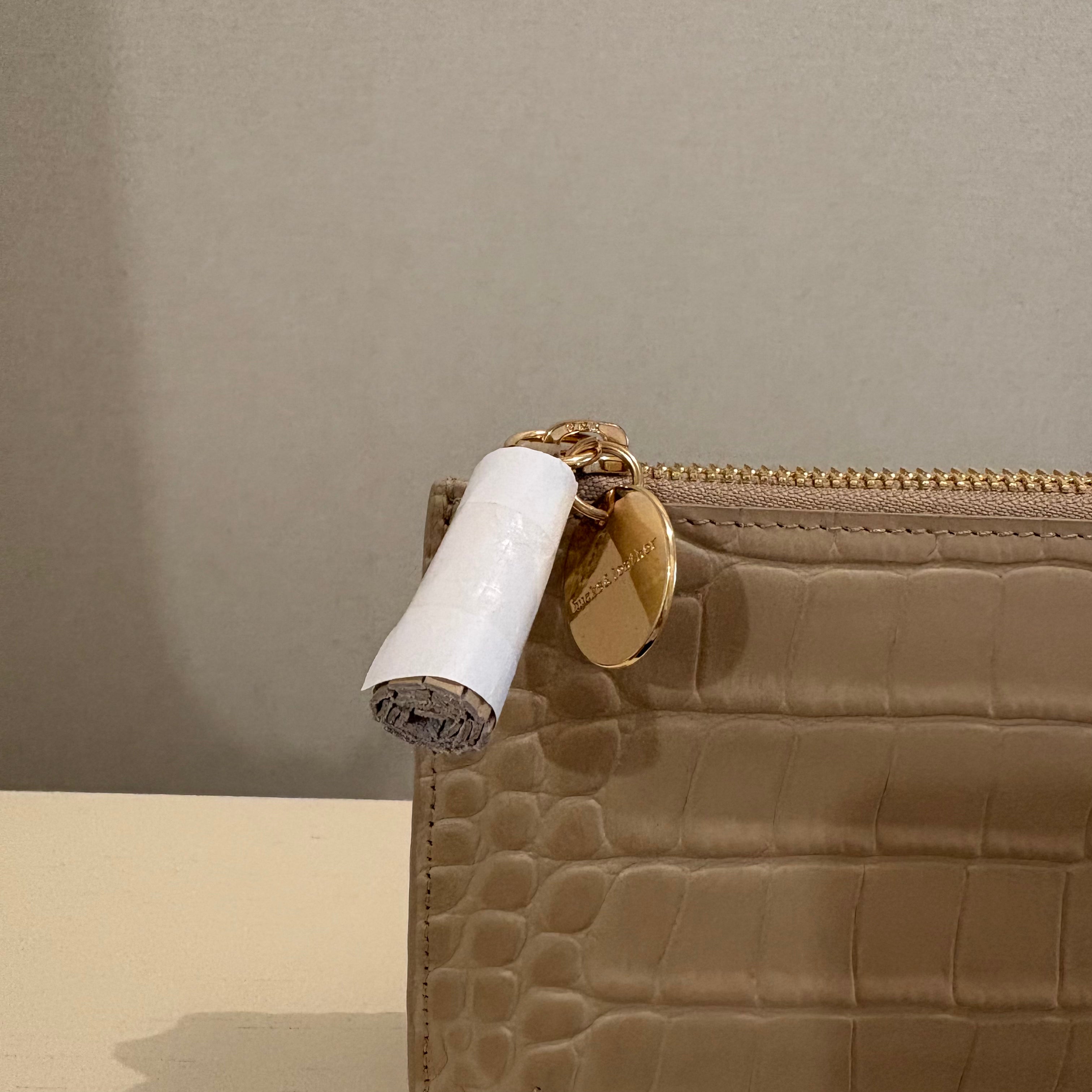 【本革】カウレザークロコ型押しマルチケース_ベージュ