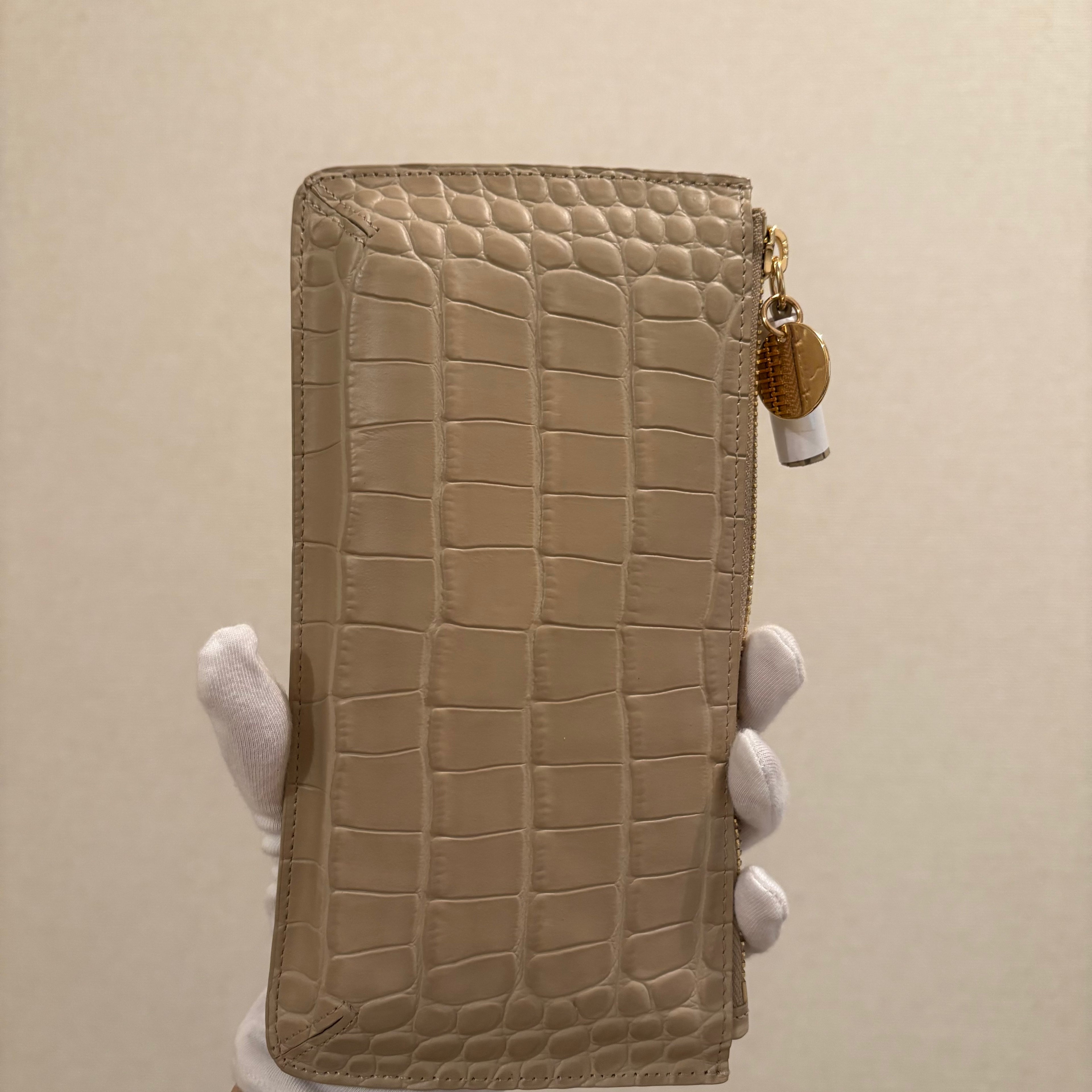 【本革】カウレザークロコ型押しマルチケース_ベージュ