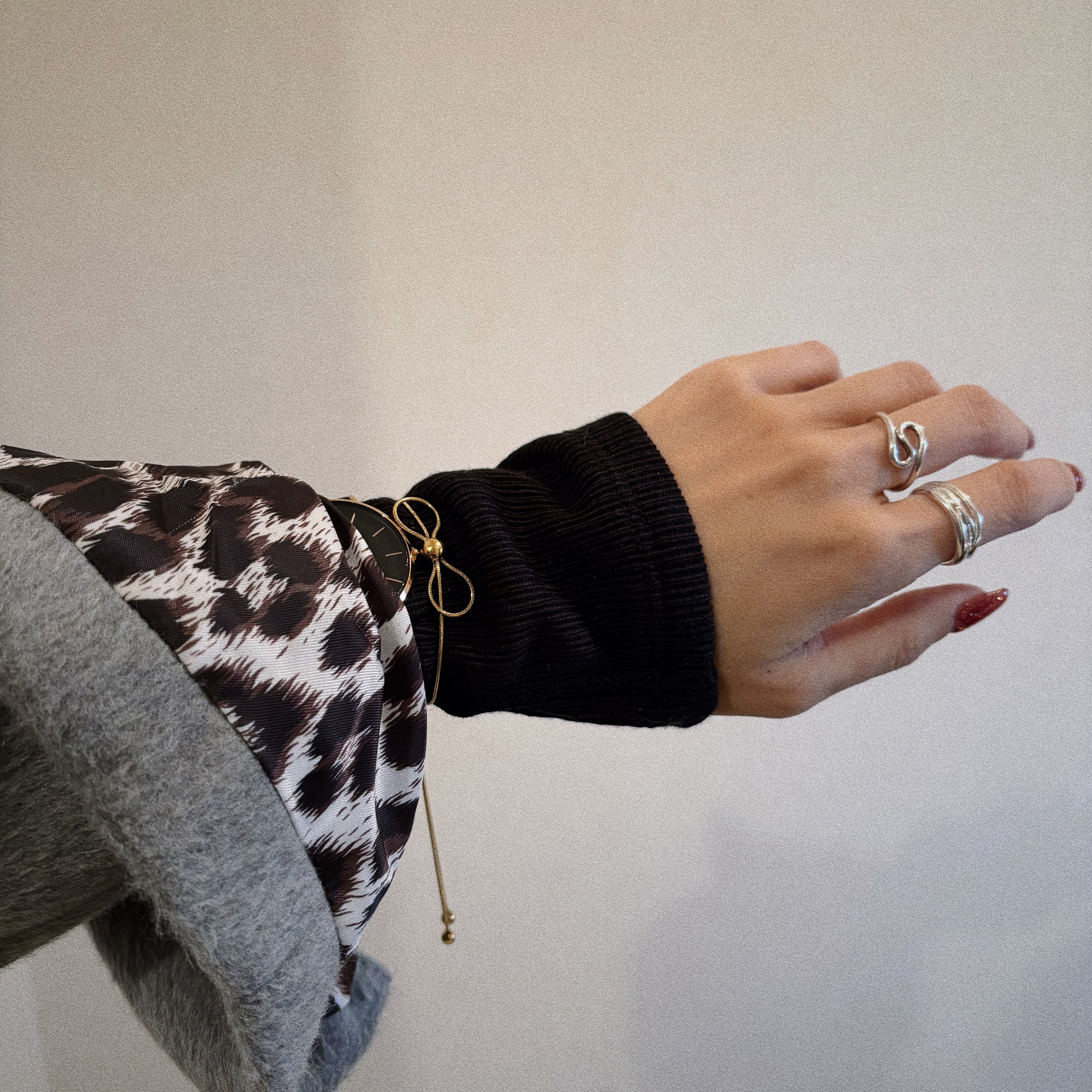 【金属アレルギー対応】フラットリボンスライドブレスレット_ゴールド