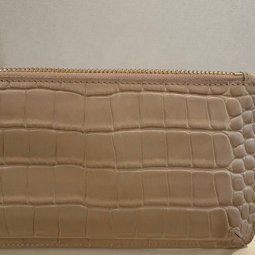 【本革】カウレザークロコ型押しマルチケース_ベージュ