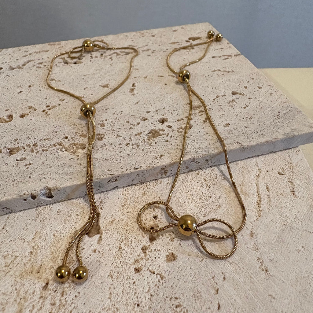 【金属アレルギー対応】フラットリボンスライドブレスレット_ゴールド