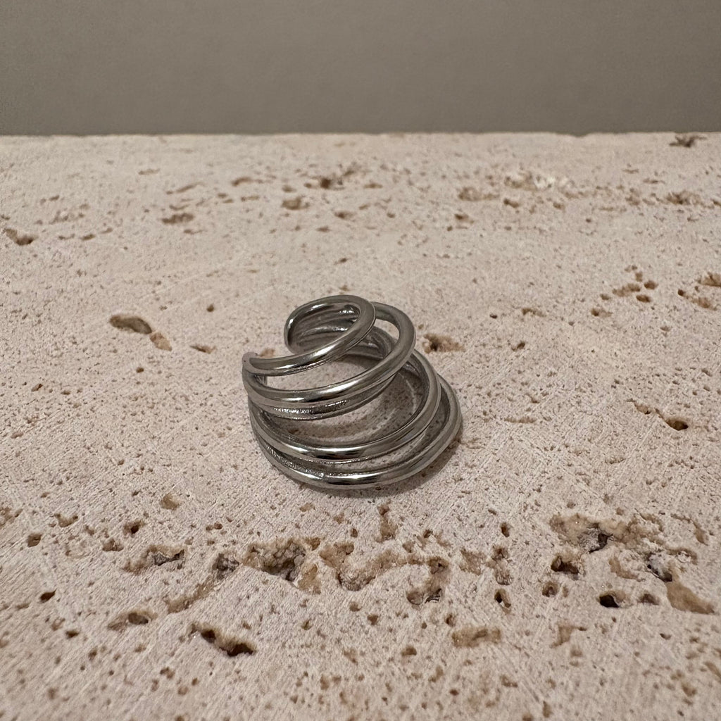 【金属アレルギー対応】5連イヤーカフ_色シルバー