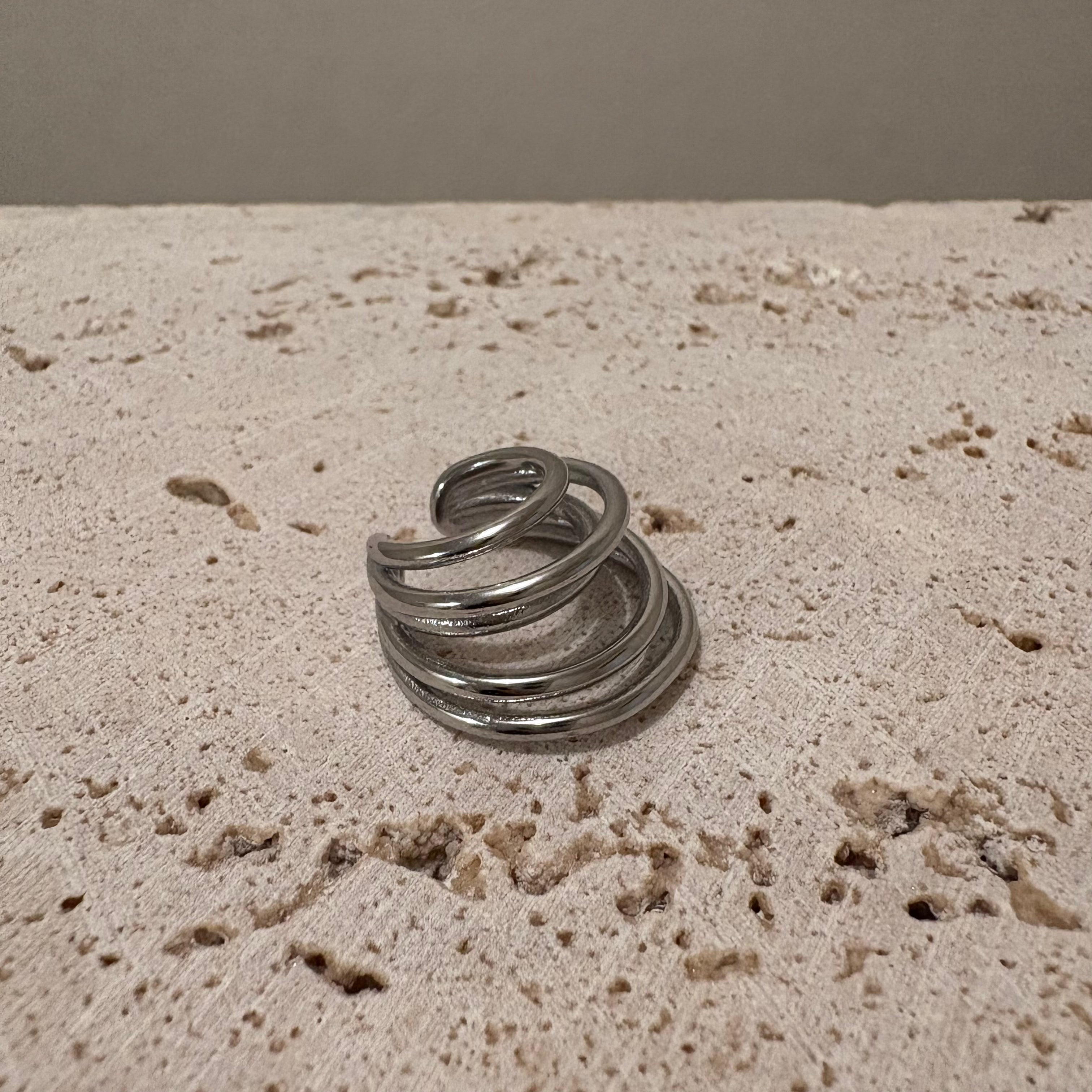 【金属アレルギー対応】5連イヤーカフ_色シルバー