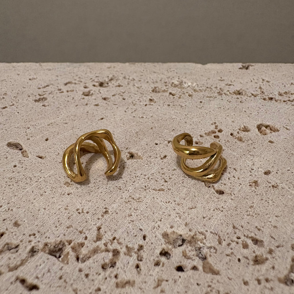 【金属アレルギー対応】2連イヤーカフ_ゴールド