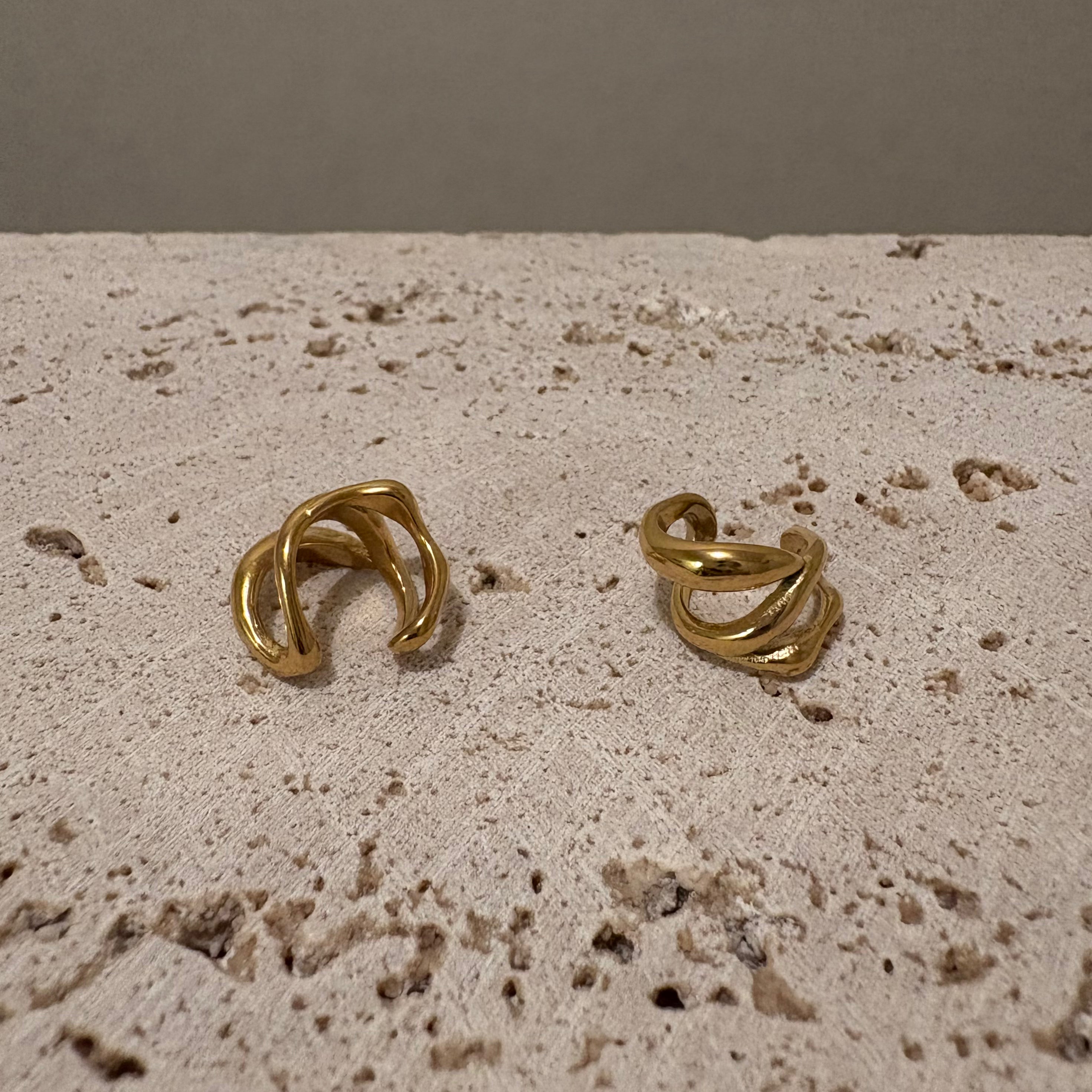 【金属アレルギー対応】2連イヤーカフ_ゴールド