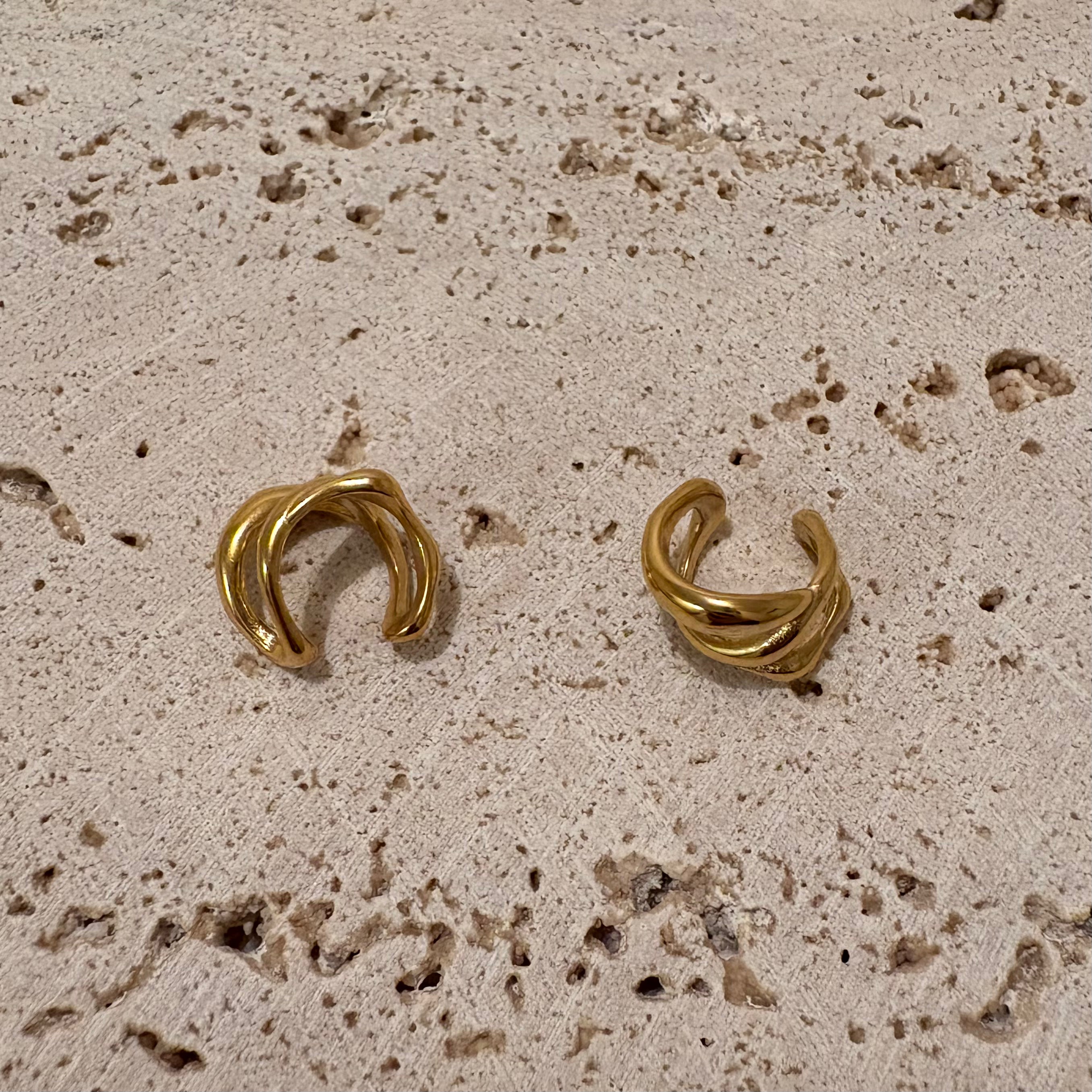 【金属アレルギー対応】2連イヤーカフ_ゴールド