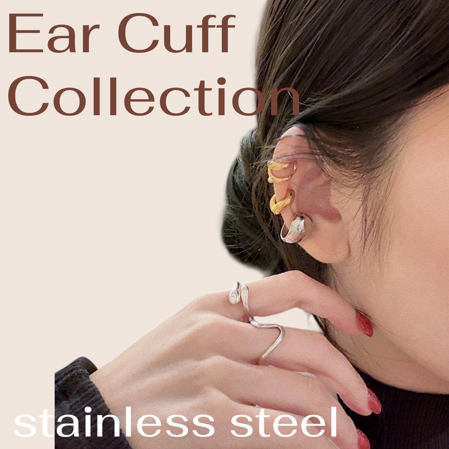 【金属アレルギー対応】2連イヤーカフ_ゴールド